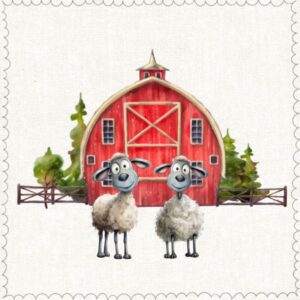 Transfer DTF Ovejas y establo peq